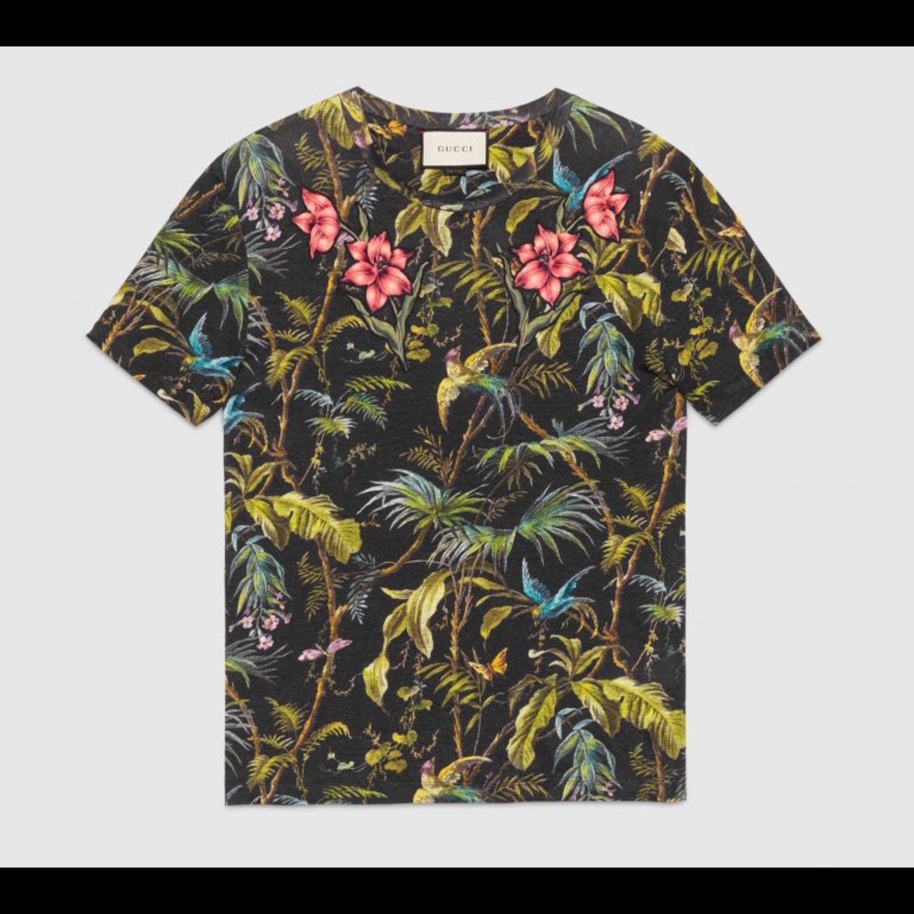 Men’s Gucci Embroidered Floral Print T-Shirt